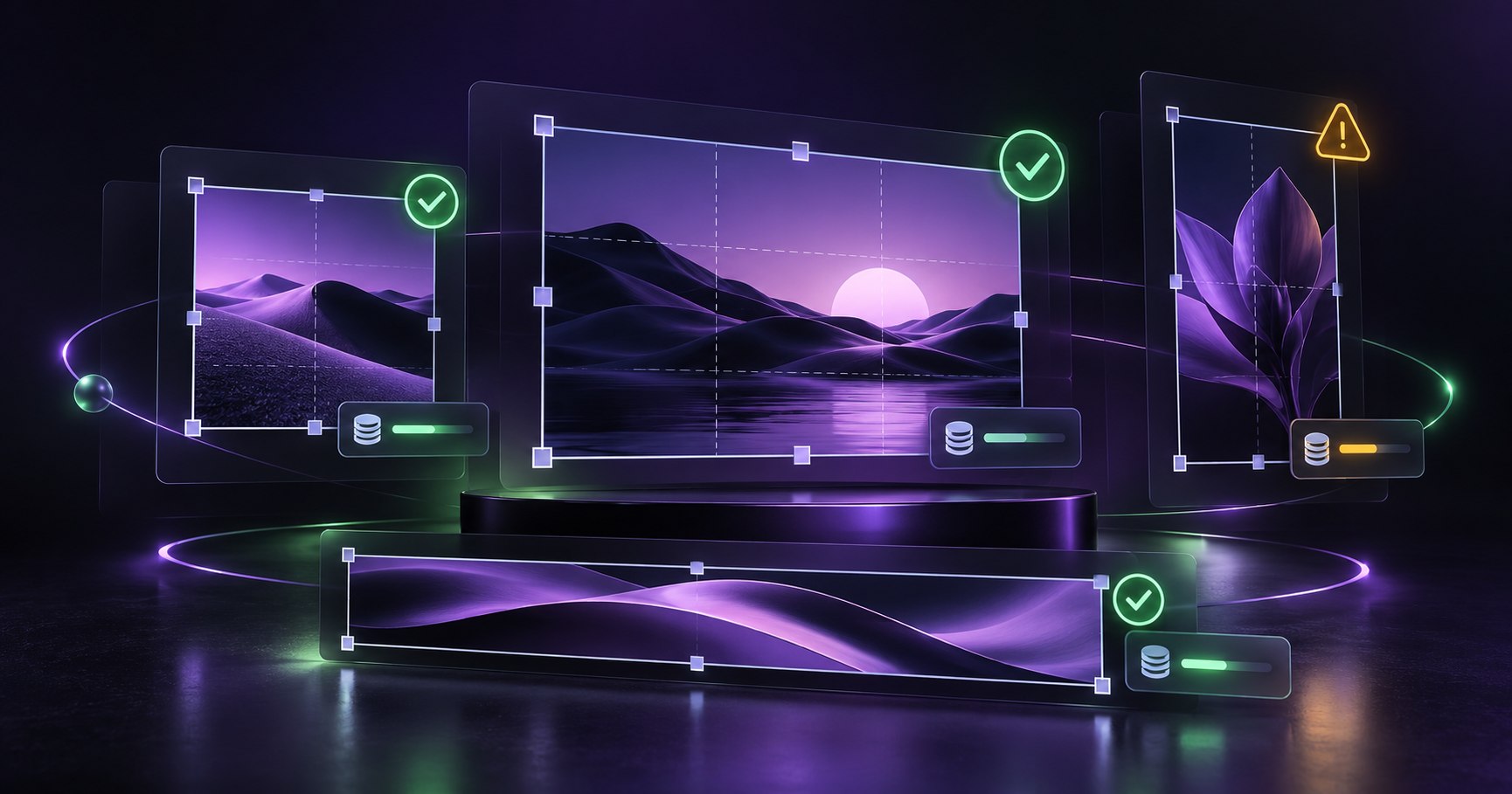 Digital banner creatives being checked for dimensions, file weight and delivery readiness